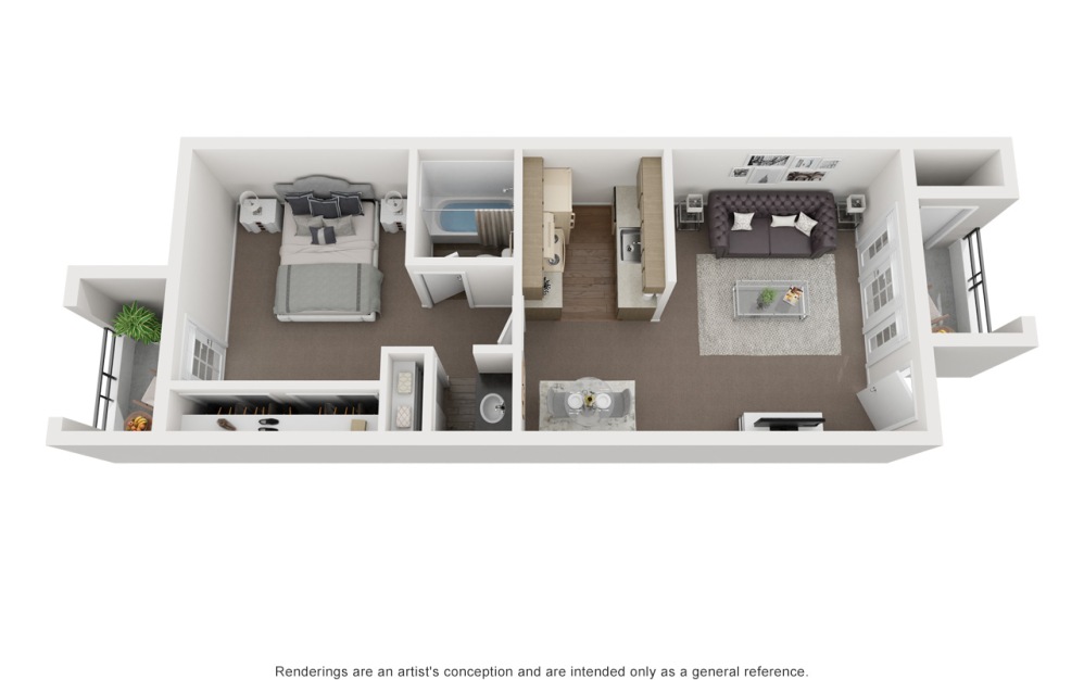 A3 - 1 bedroom floorplan layout with 1 bathroom and 554 square feet